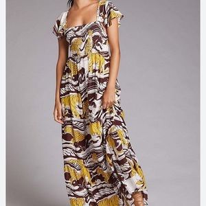 Anthropologie Animal Print Maxi Dress